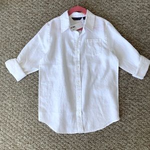 NWT Janie and Jack Boys White L/S Linen button down shirt Sz 10